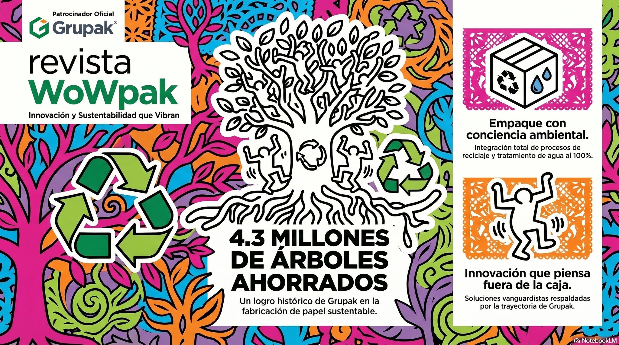 Revista WoWpak - Innovación y Sustentabilidad que Vibran. 4.3 millones de árboles ahorrados, un logro histórico de Grupak en la fabricación de papel sustentable.